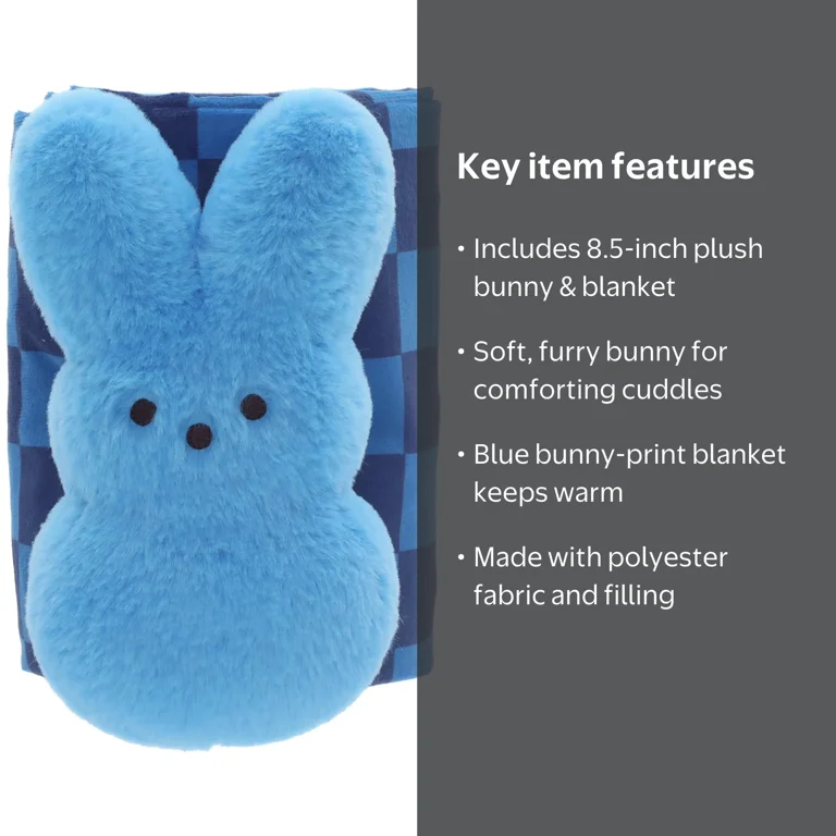 PEEPS® Blue Bunny Plush with Matching Blanket, Two-Piece Easter