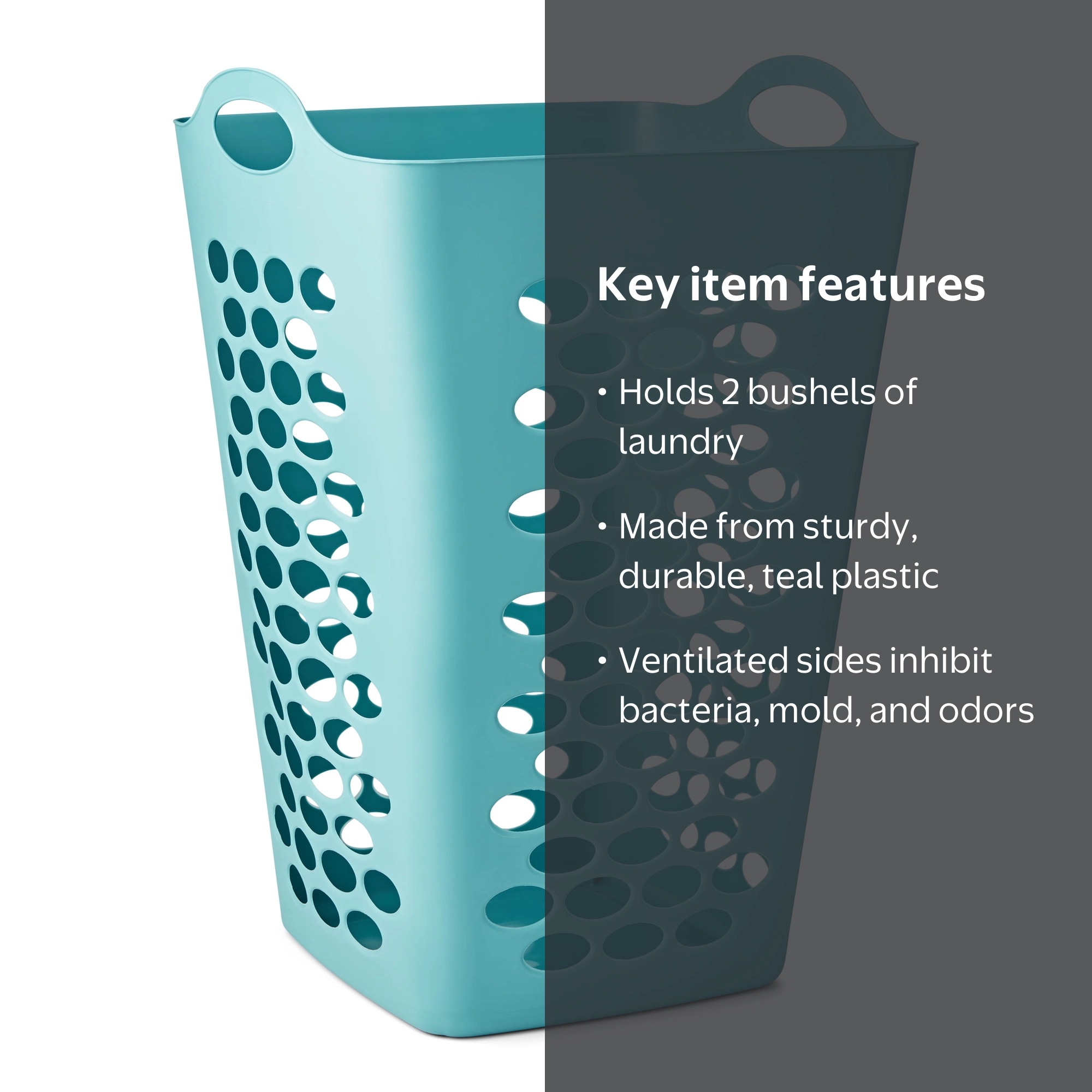 Mainstays Flexible Square Laundry Hamper, 2 Bushel, Teal
