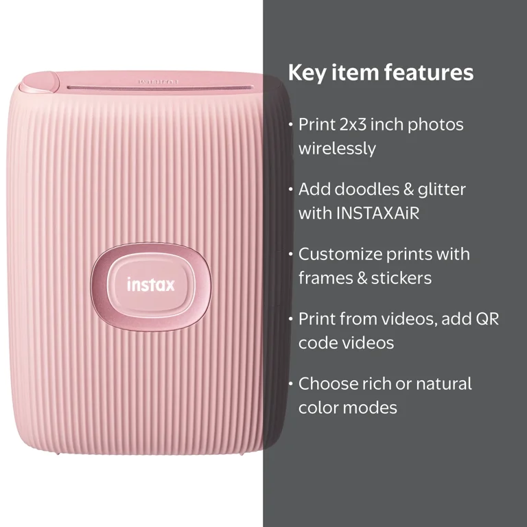 Fujifilm Instax Mini Link 2 Mini Photo Printer, Bluetooth, Multi