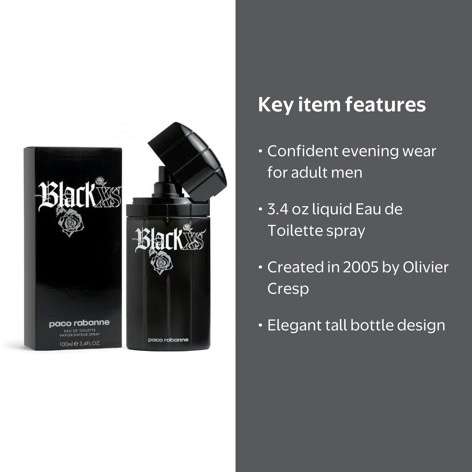 Paco Rabanne Black XS for Men, Intense Night Cologne, 3.4 oz Eau