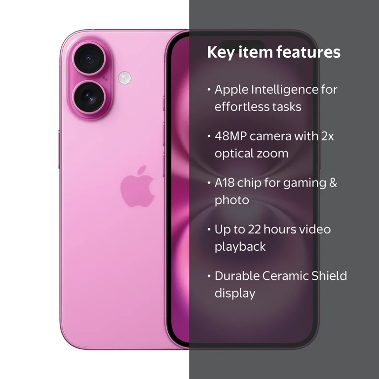 Verizon iPhone 16 128GB Pink. Apple Intelligence. - Walmart.com