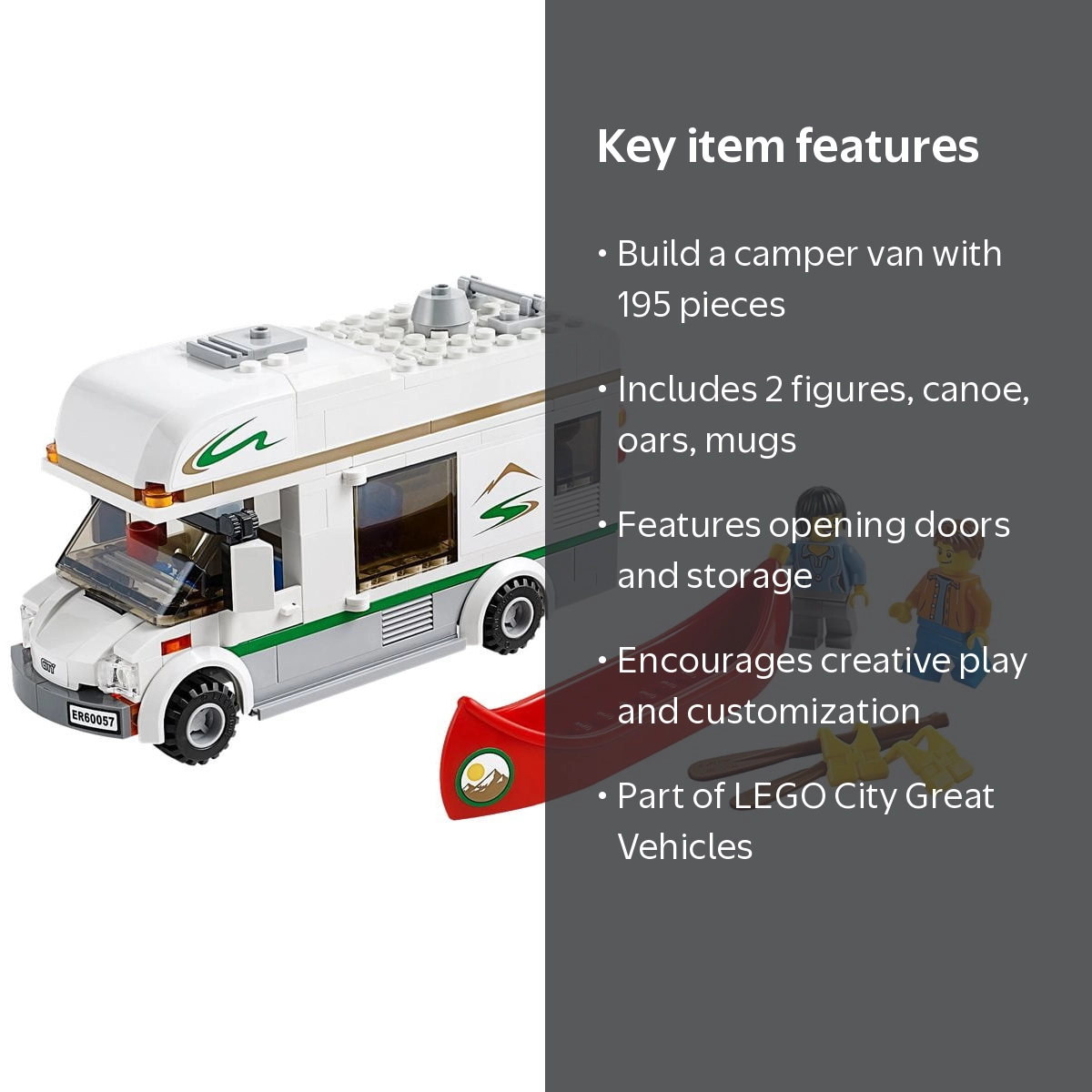 LEGO, City Great Vehicles Camper Van Building Set, 60057, 195 LEGO, City Great Vehicles Camper Van Building Set, 60057, 195