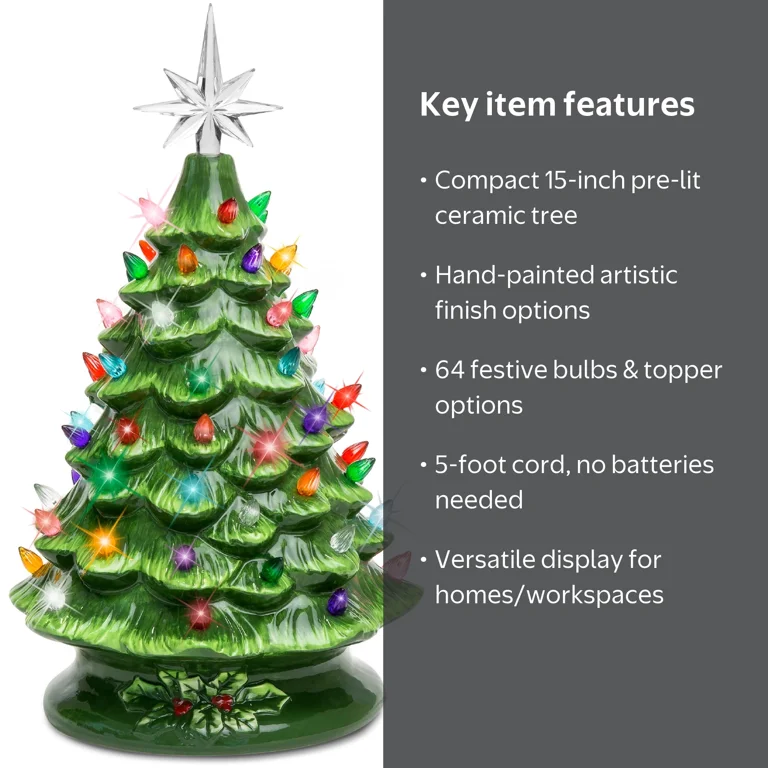 Best Choice Products, Christmas Tree, 15in, Hand-Painted Ceramic
