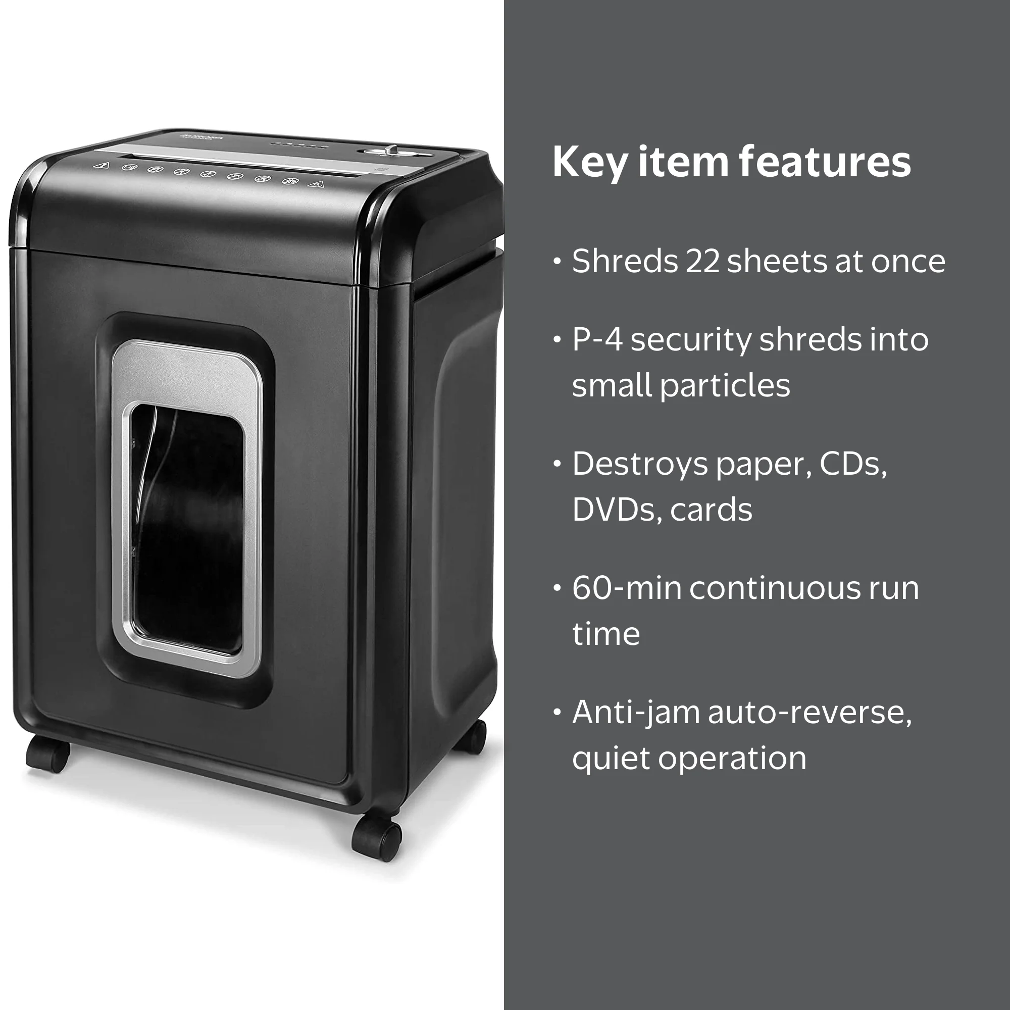 Aurora AU2260XA 22-Sheet Crosscut Shredder with 60 Min Run Time, 7