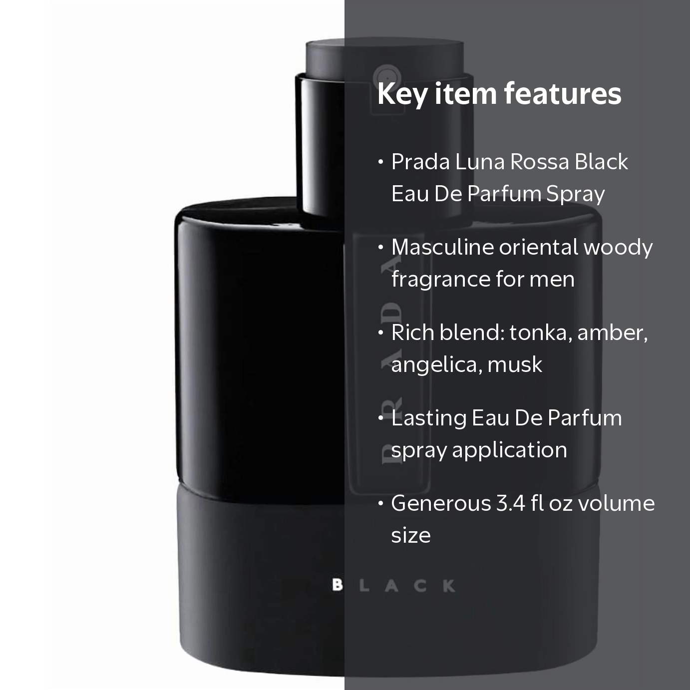 Prada, Luna Rossa Black Eau De Parfum Spray, 3.4 Oz, Woodsy