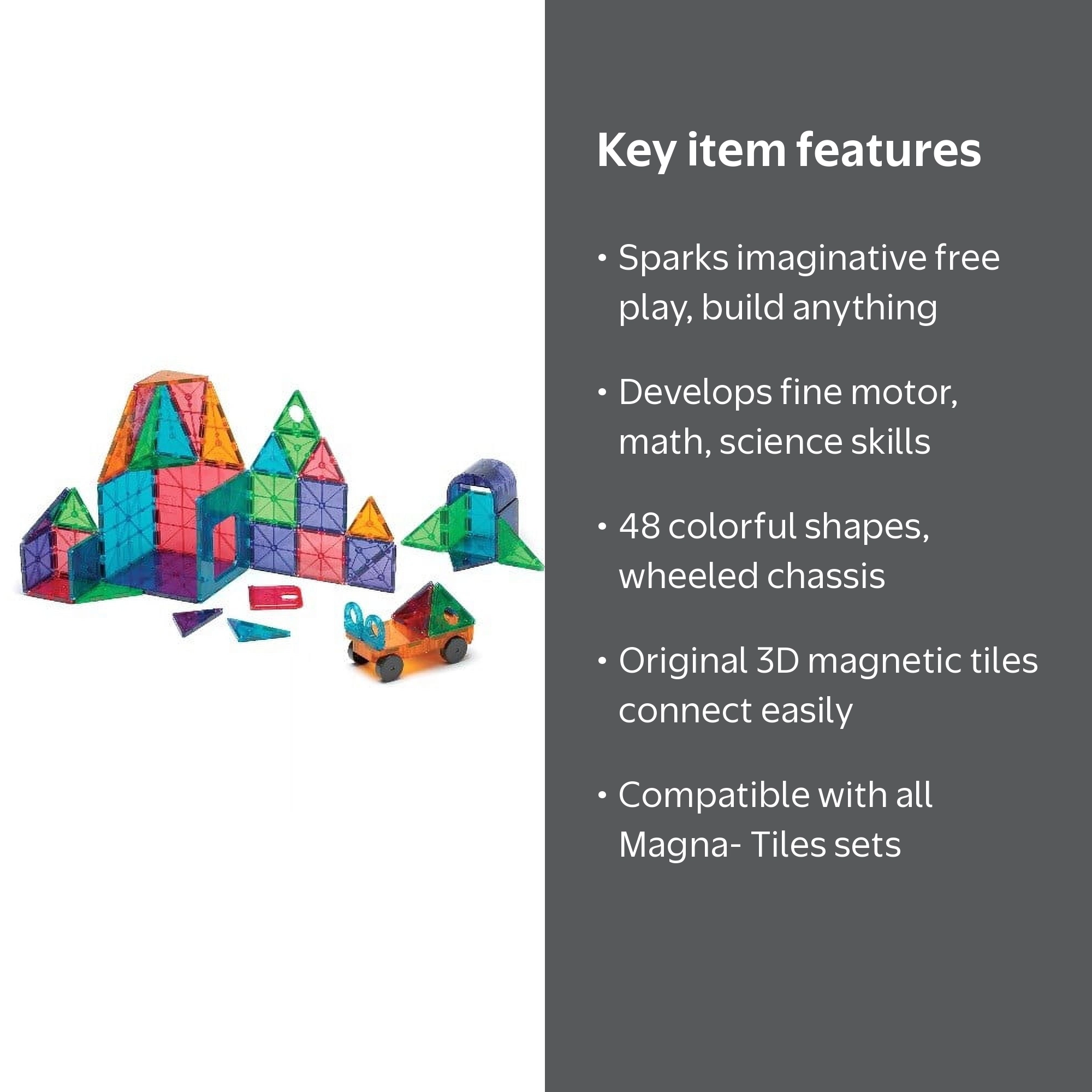 Magna-Tiles Clear Colors 48 Piece DX Magnetic Toy Set - Walmart.com