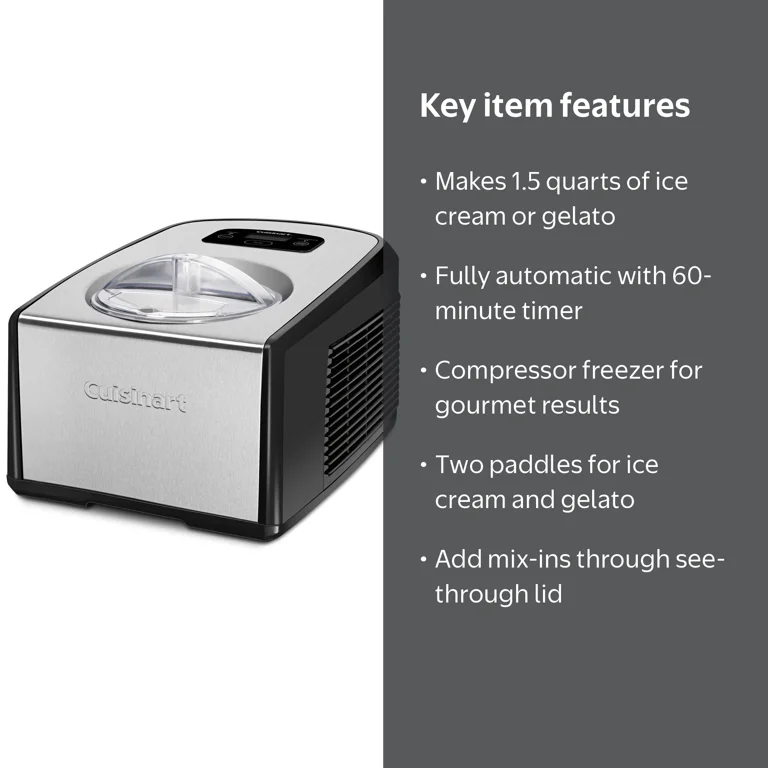 Cuisinart, Ice Cream & Gelato Maker, Compressor, 1¬Ω qt - Walmart.com