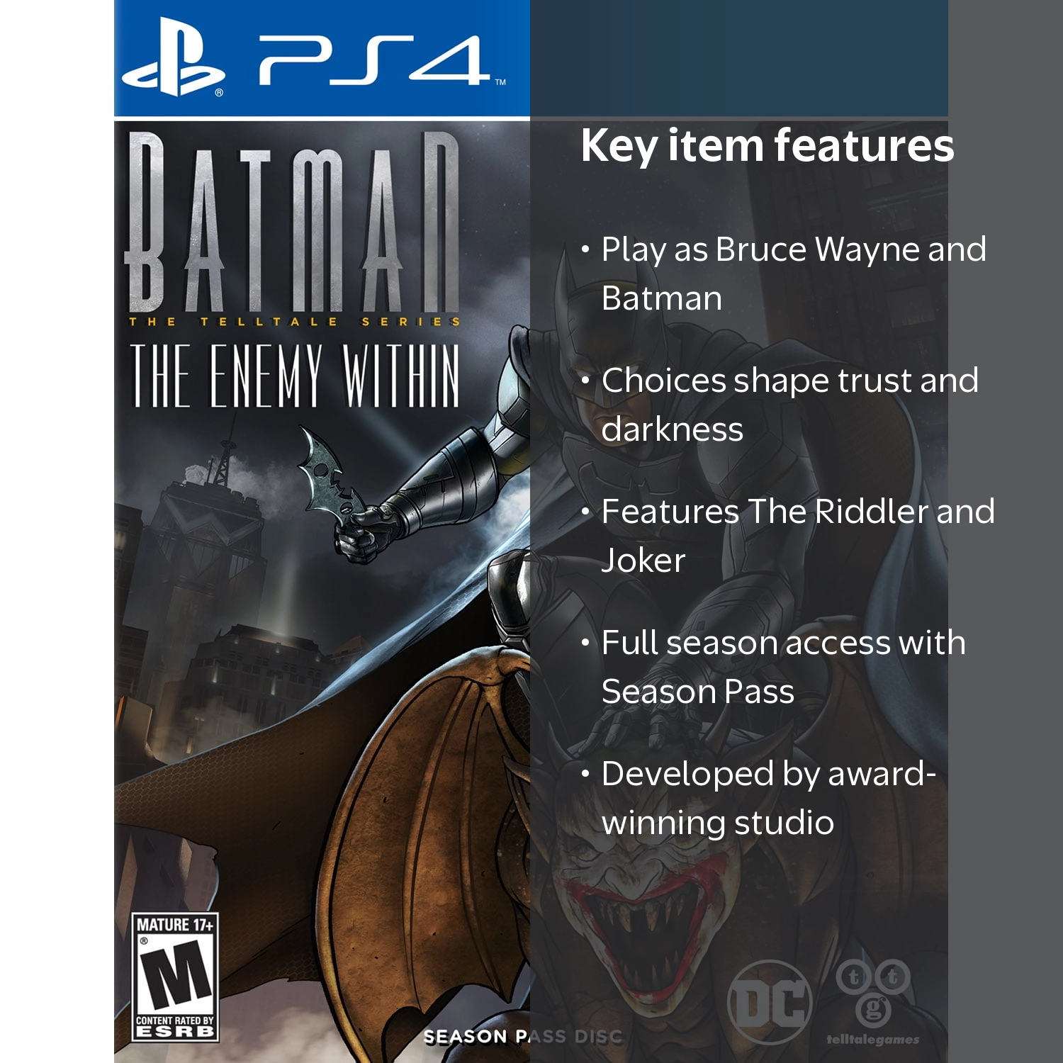 Telltale Games, Batman The Enemy Within, PS4, Physical Edition