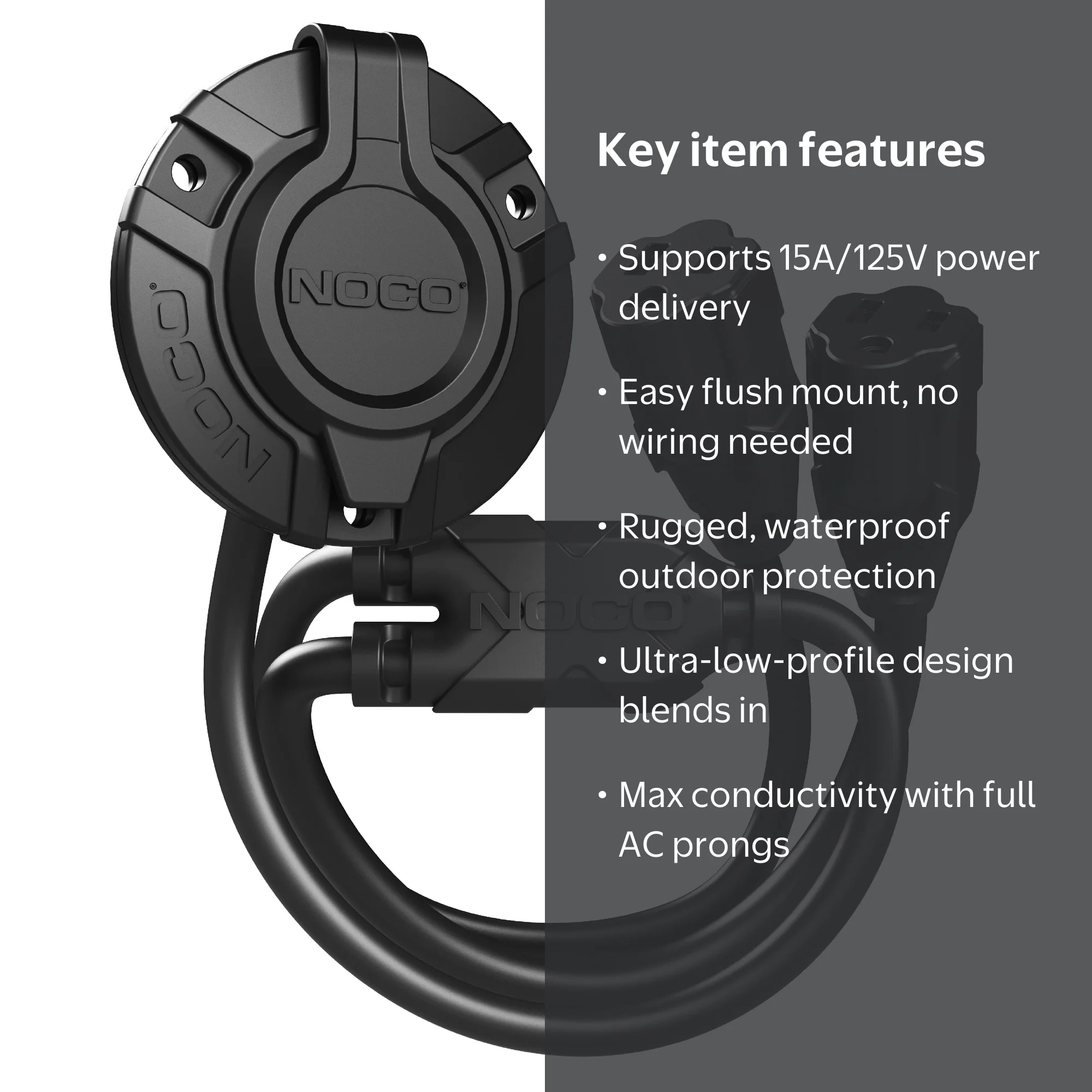 NOCO GCP2 Waterproof 125V AC Port Plug with Dual 18-Inch Extension