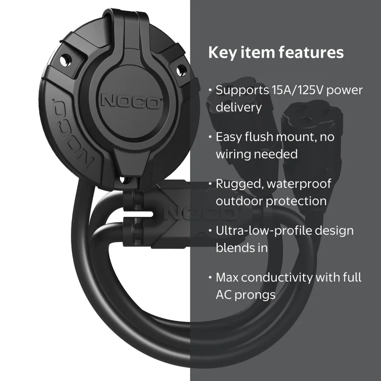 NOCO, AC Port Plug, Waterproof, Dual 18-Inch Extension Cords