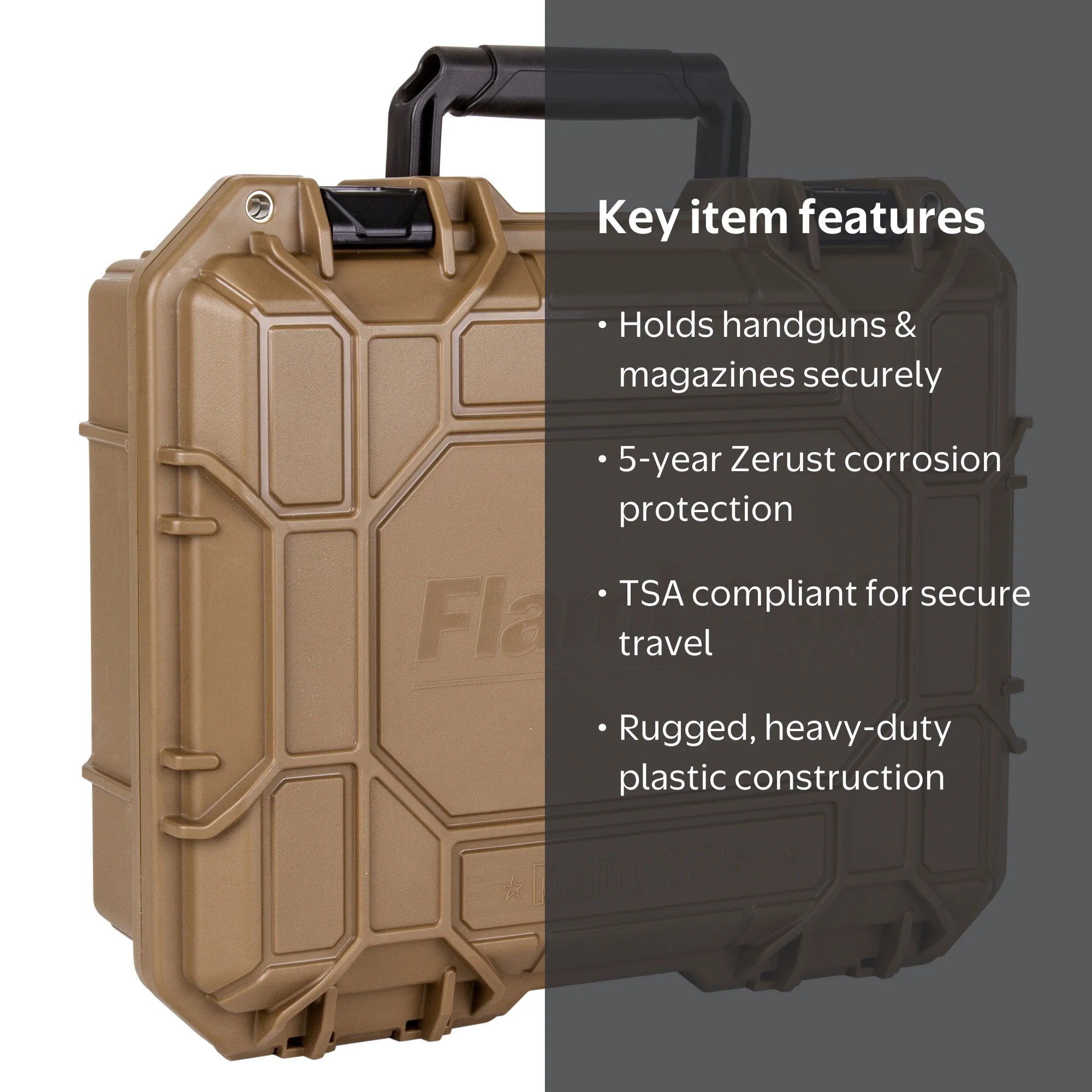 Flambeau Outdoors, Zerust Range Locker HD Pistol Case, Tan, 1