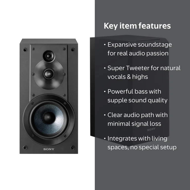 Sony SS-CS5 Audio System Stereo Bookshelf Speakers, Black (Pair