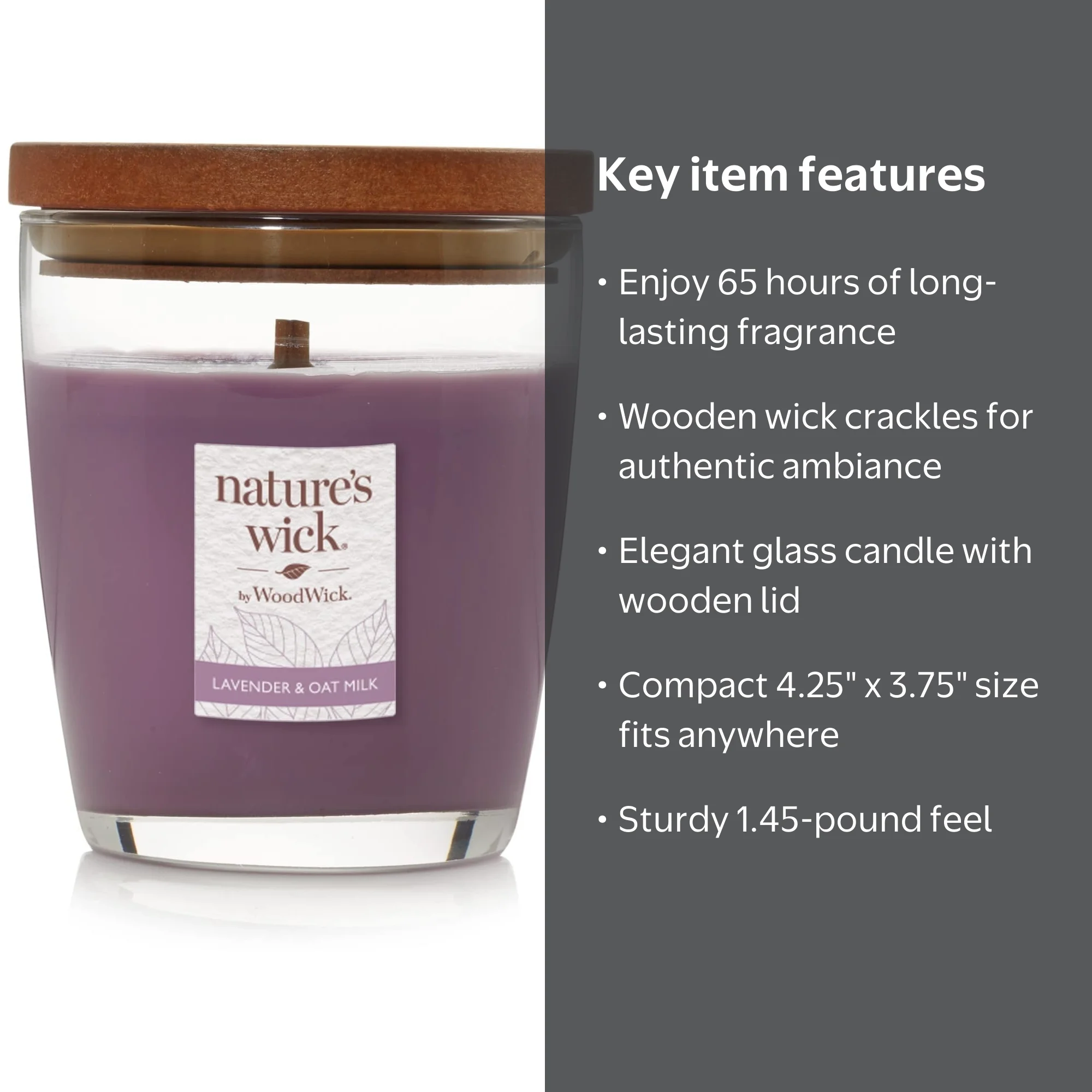 WoodWick Nature's Wick Lavender & Oat Milk Scented Candle, 10oz