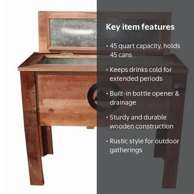 【MoMA購入】The Cool Company レターボード 60×40cm Backyard Expressions 45 qt Wooden Cooler, Brown with Bottle Opener