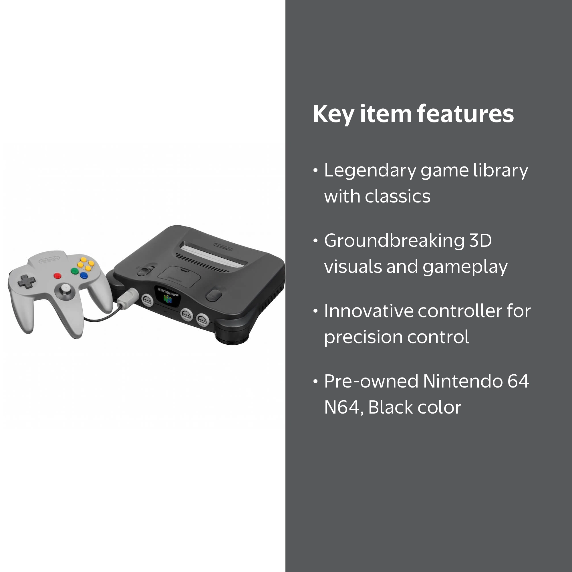 Nintendo, Pre-Owned Nintendo 64 Games Console, Black - Walmart.com