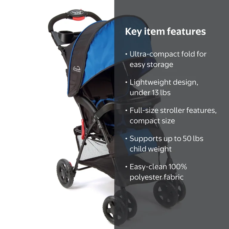Kolcraft Cloud Sport Lightweight Stroller, Cobalt Blue - Walmart.com