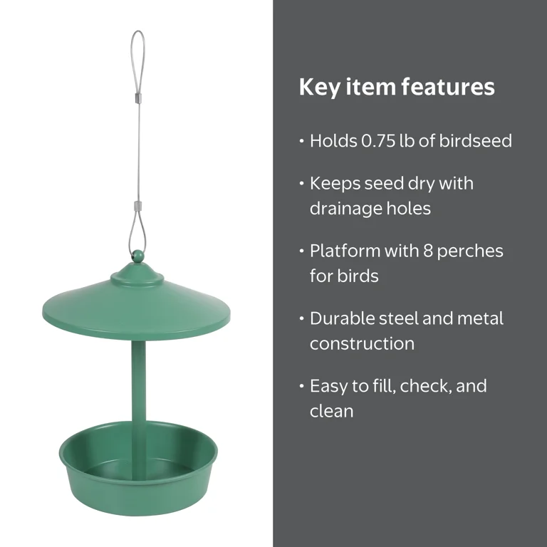 Vibrant Life Platform Bird Feeder, Green Lily, 0.75 lb Capacity