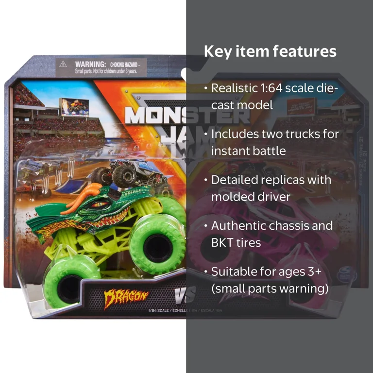 Monster Jam, Dragon vs. Full Charge 1:64 Scale Die-Cast Monster