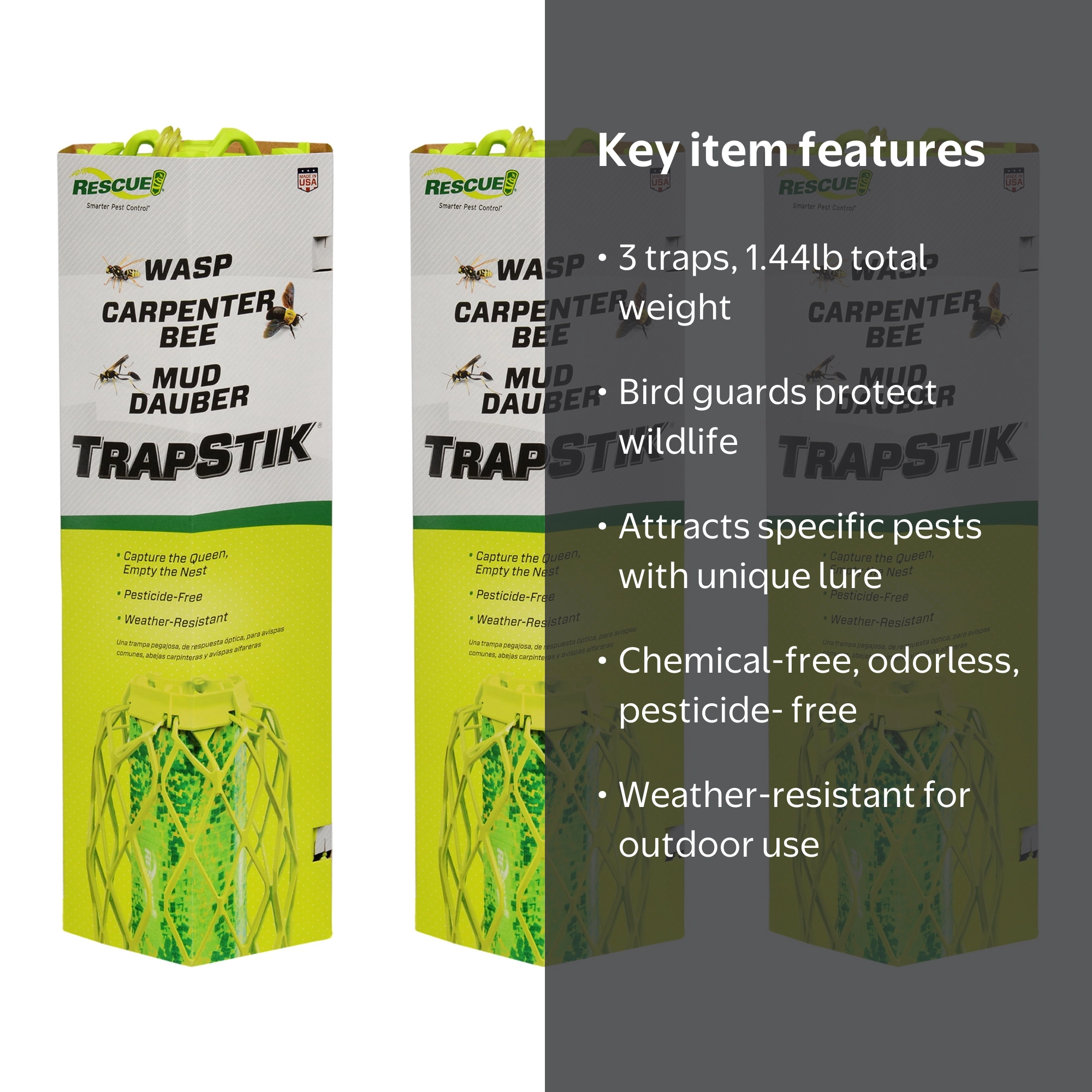 RESCUE! Outdoor TrapStik for Wasps, Mud Daubers & Carpenter Bees