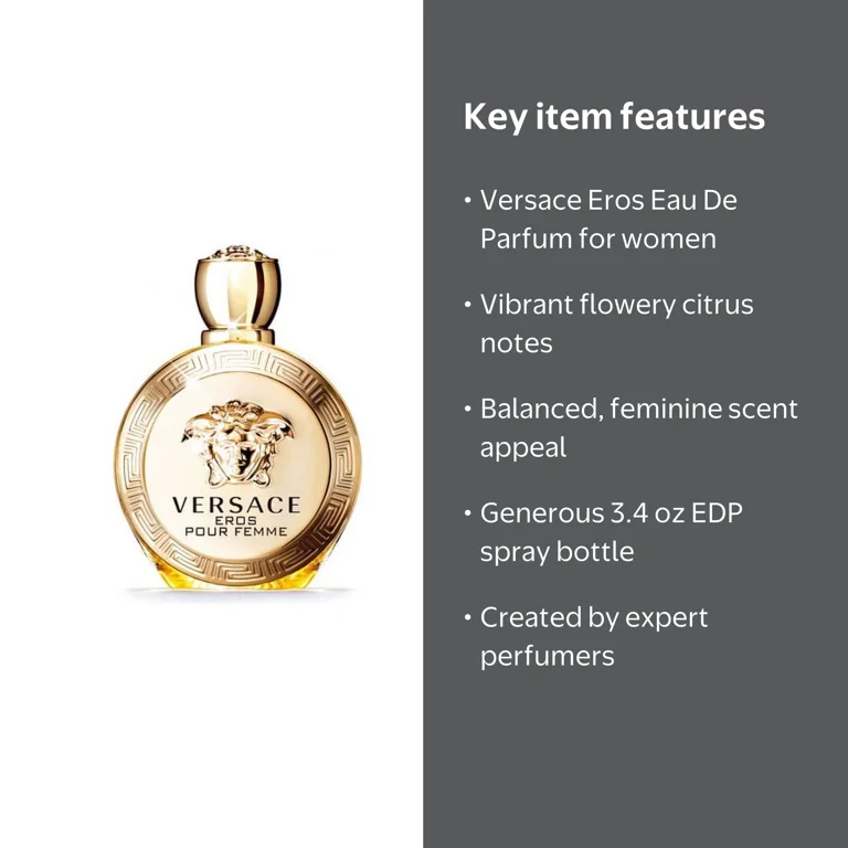 Versace Eros Eau de Toilette for Women, Fresh Citrusy & Floral