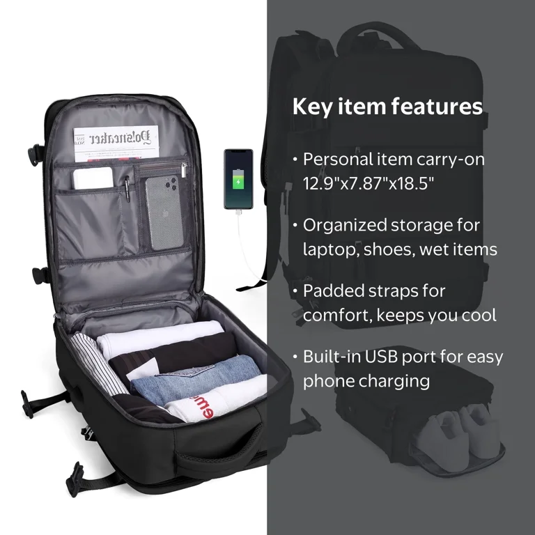 backpack for travel near me Lifeamar 40L Women, Carry On Bag Flight Approved, Waterproof Backpack with 3 Packing Cubes, Weekender Personal Item Bag for Airplane Travel Essentials, TSA Approved : Electronics making it very easy to carry Sycnb Large Travel Backpack for