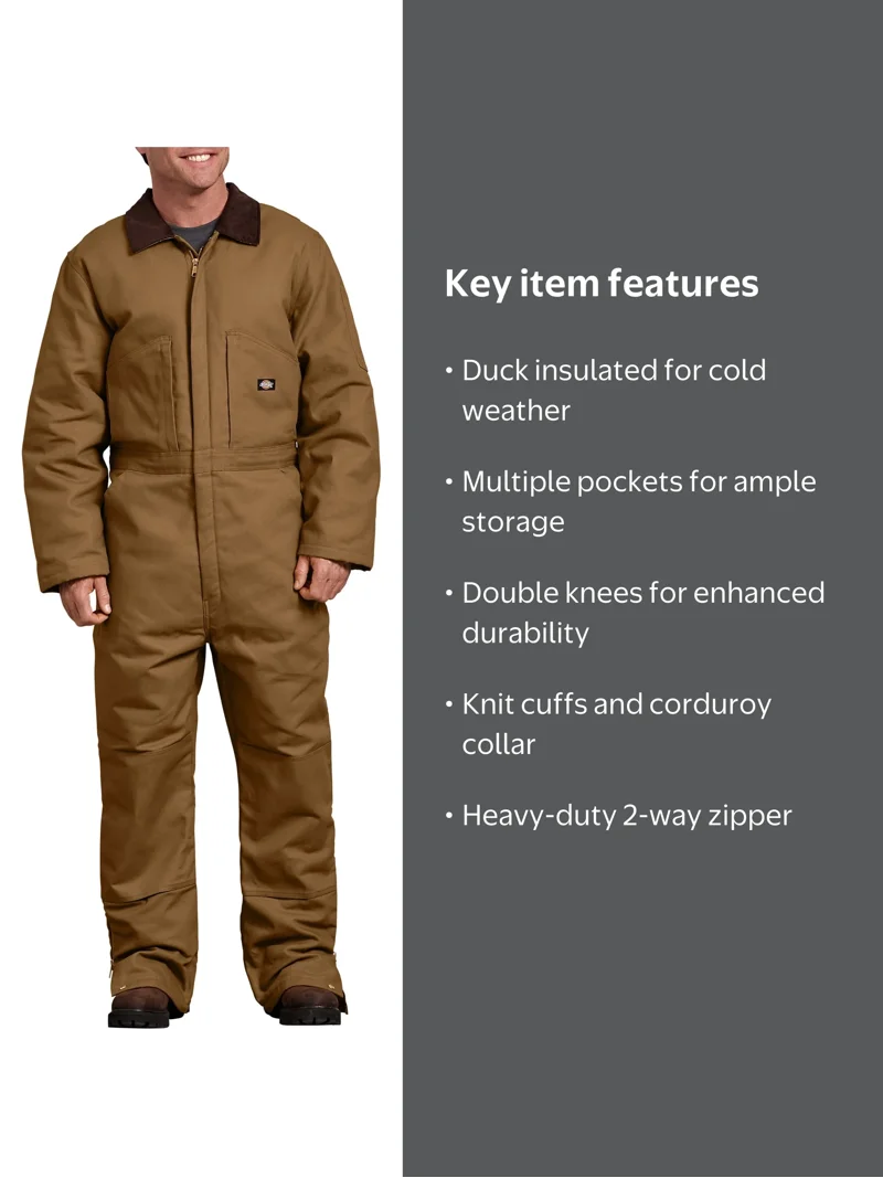 【Dickies】防寒キルティング カバーオールつなぎ キャメル Mサイズ Dickies Mens and Big Mens Duck Insulated Coveralls - Walmart.com