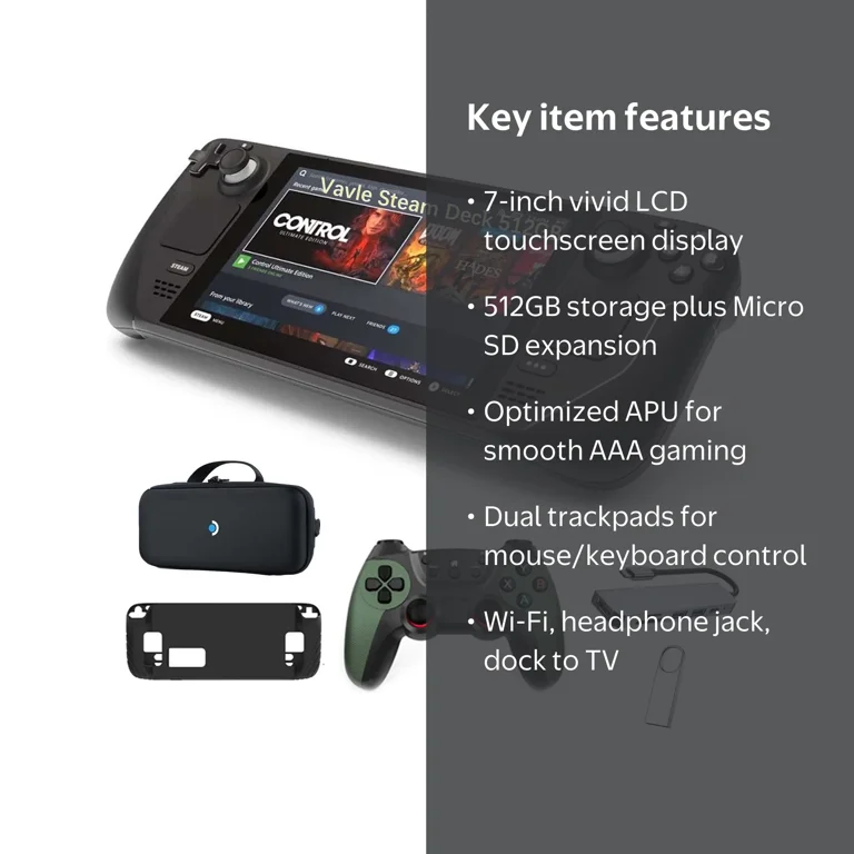Valve Steam Deck 512GB Handheld Console, 1280x800 LCD Touchscreen