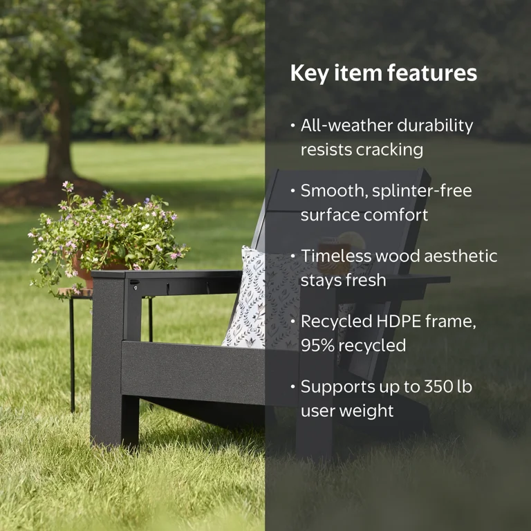 Better Homes & Gardens Ezra Outdoor HDPE Adirondack Chair, Black