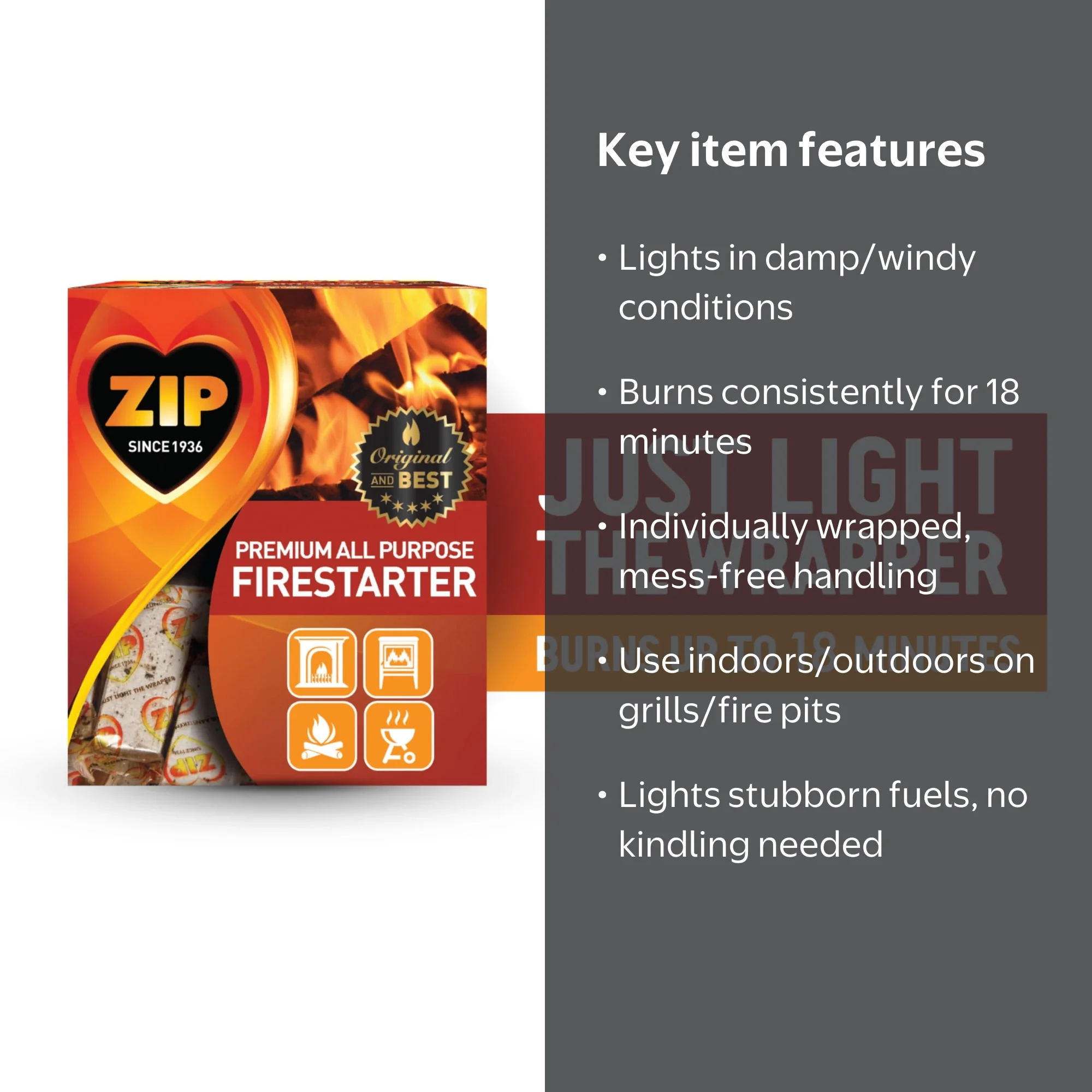 Zip Firestarter Cubes, All Purpose, Weather-Resistant, 12 Count