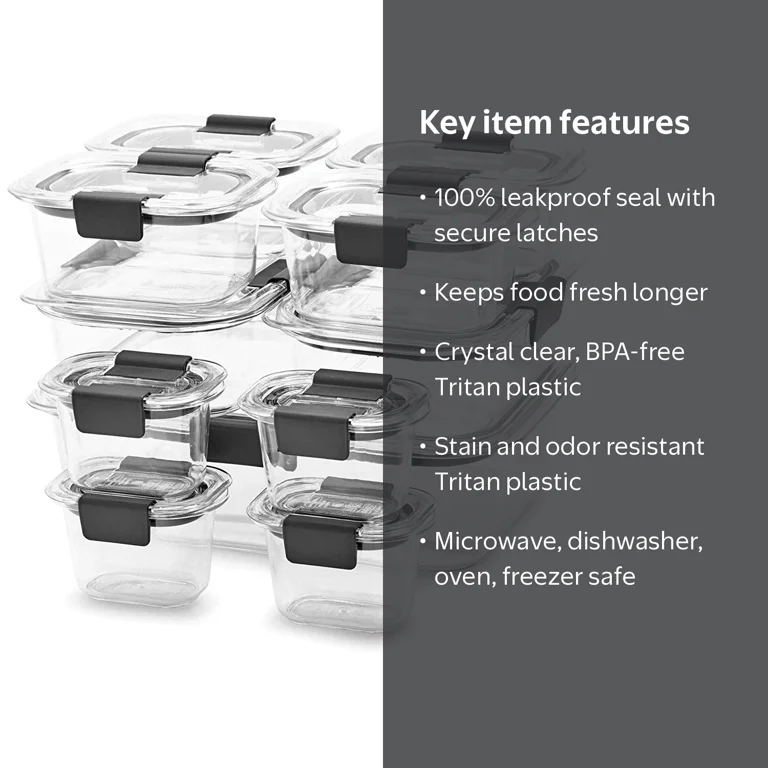 Rubbermaid Brilliance Leakproof Plastic Food Storage Container Set