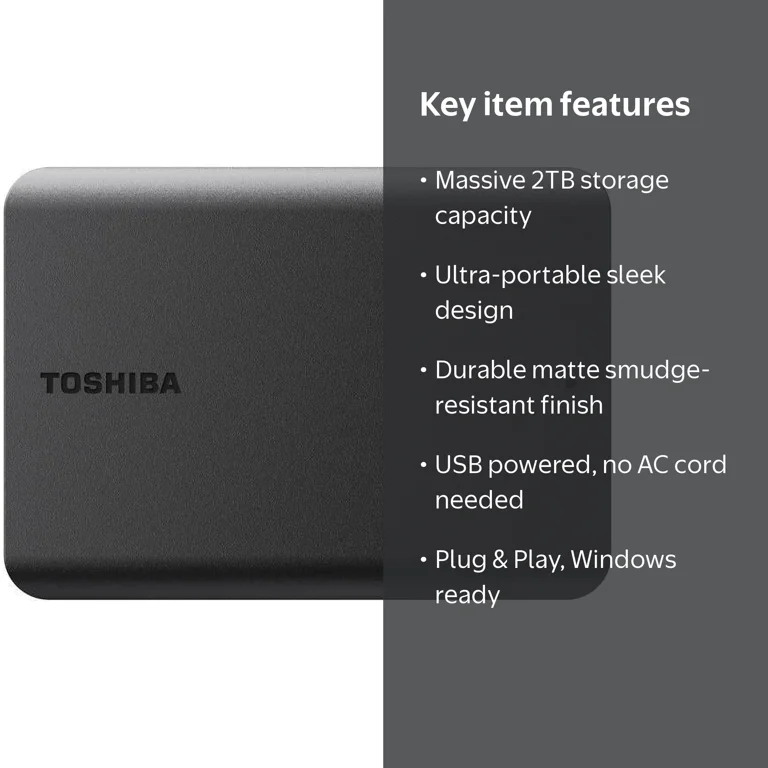 Toshiba, External Hard Drive, HDTB520XK3AA 2TB USB 3.0 Portable