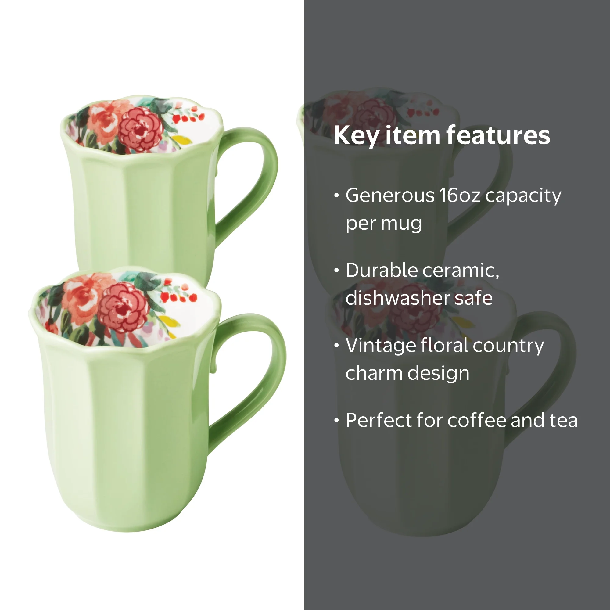 The Pioneer Woman Painted Meadow 16-Ounce Ceramic Mug Set of 4 with Floral  Design - Walmart.com