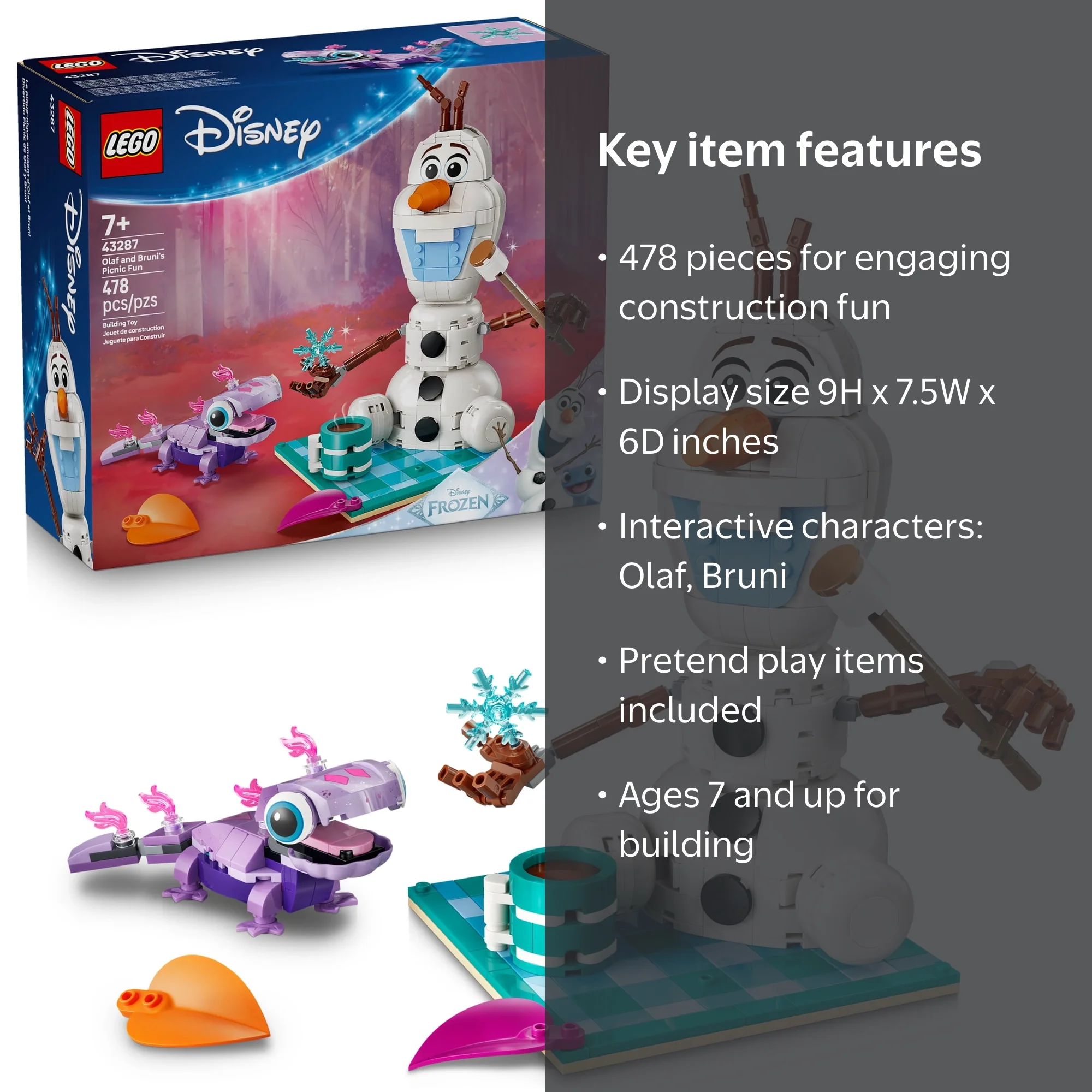 エルシャドール・アプカローネ　プリシク　プリズマ LEGO, Disney Frozen Olaf and Bruni's Picnic Fun, 43287, 478 Pieces