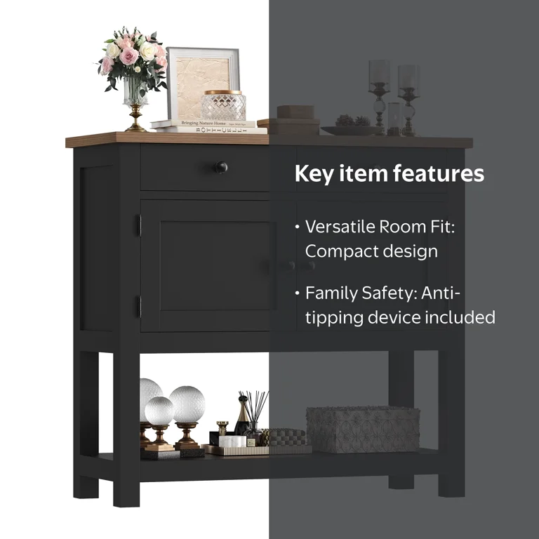 Homfa Farmhouse Console Table with 2 drawers & 2 door cabinet