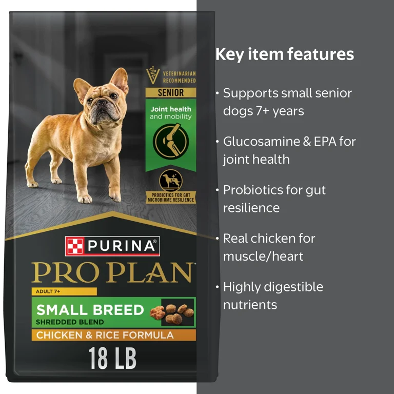 Purina Pro Plan Small Breed Senior Dog Food, Chicken, 18lb