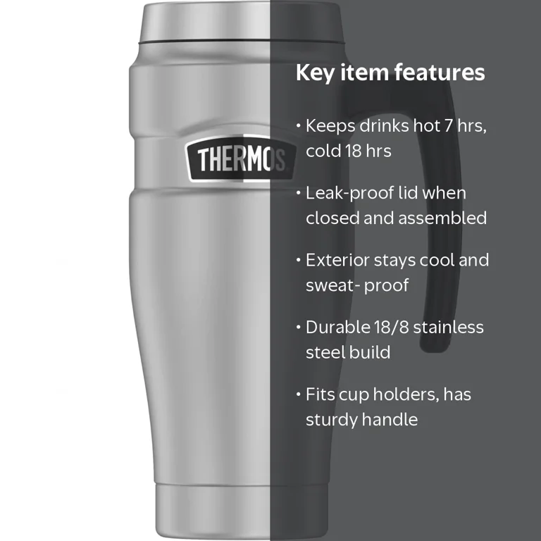 Stainless King Thermos Travel Coffee Mug With Handle Thermos Stainless King Travel Mug 470 Ml Crema
