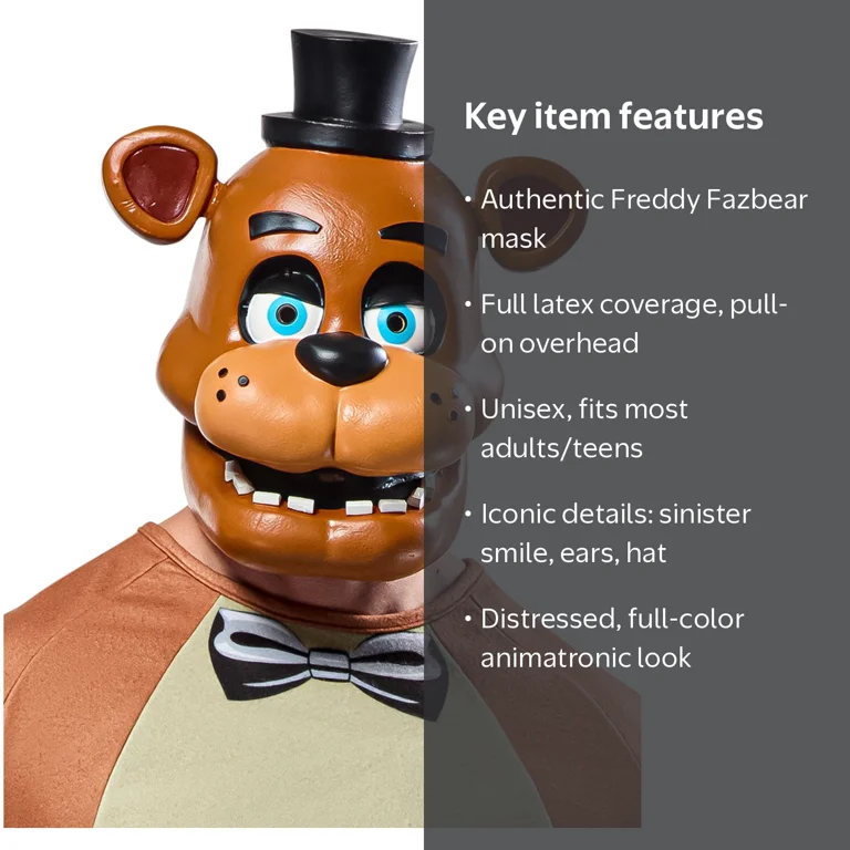 Five Nights At Freddy's Freddy Fazbear Overhead Latex Mask for