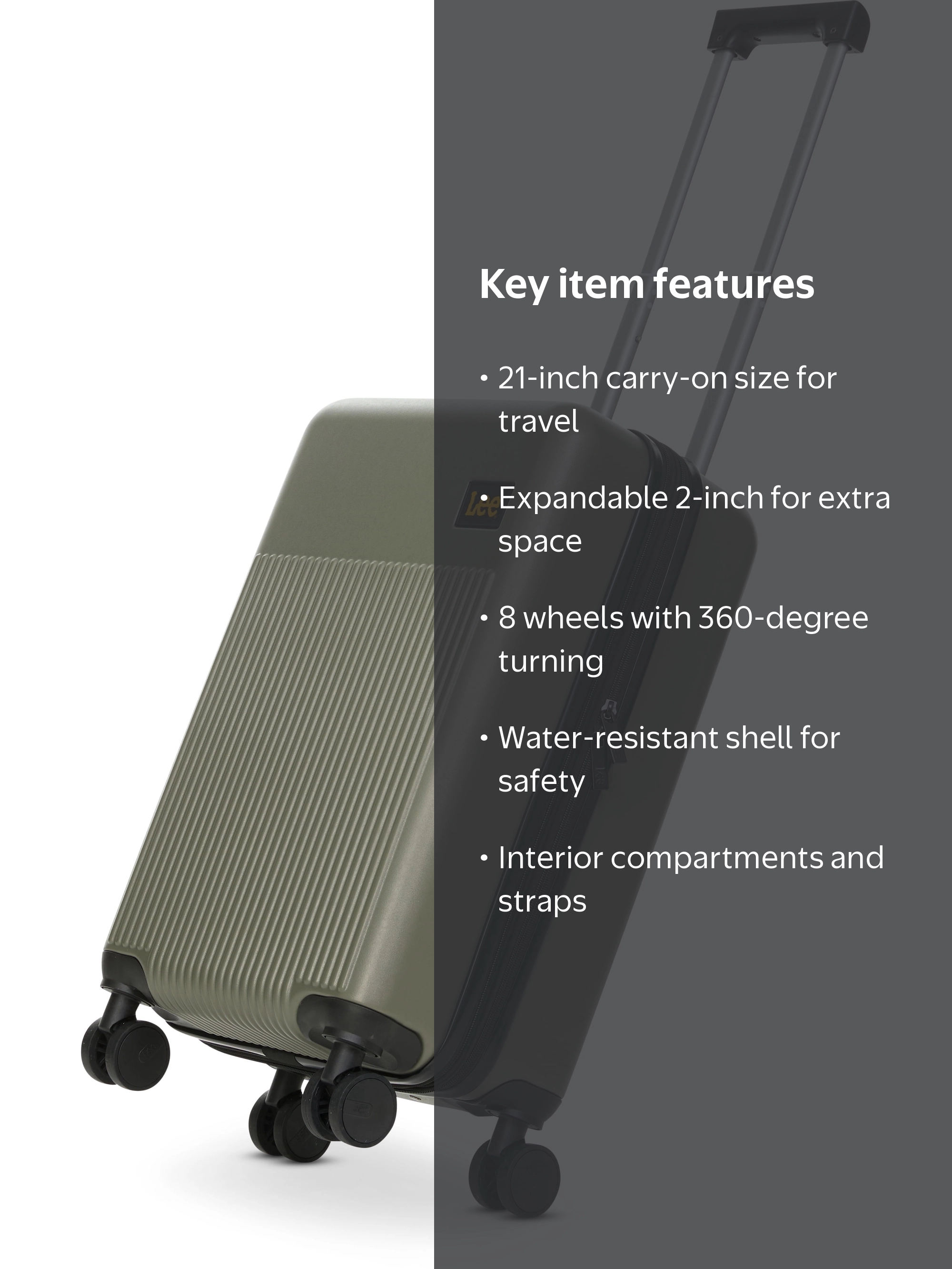 Lee 21 in Unisex Carry-On Luggage, Olive - Walmart.com