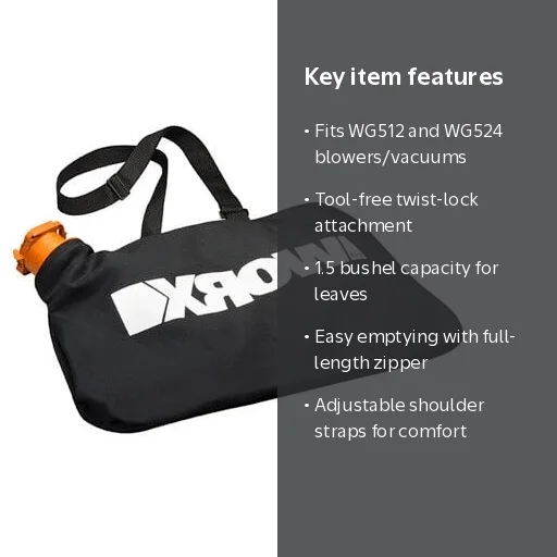 Worx, TRIVAC Leaf Collection Replacement Bag, 1.5 bushels, Black