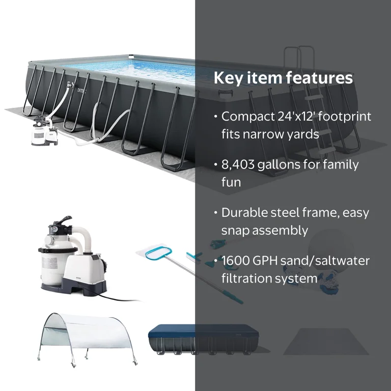 Intex, Pool Set, 24'x12'x52