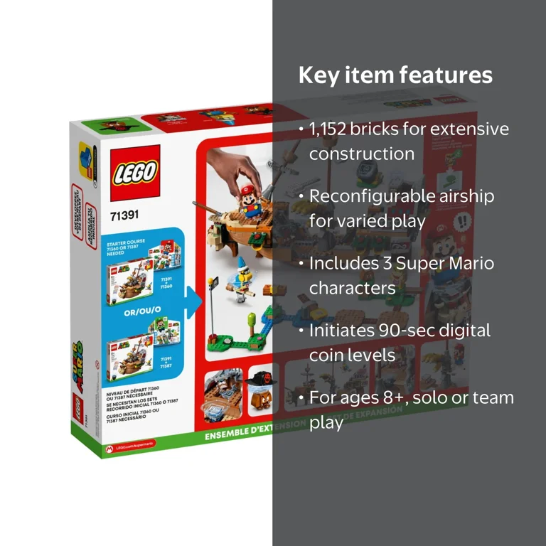 LEGO Super Mario Bowser's Airship Expansion Set 71391 with Luigi