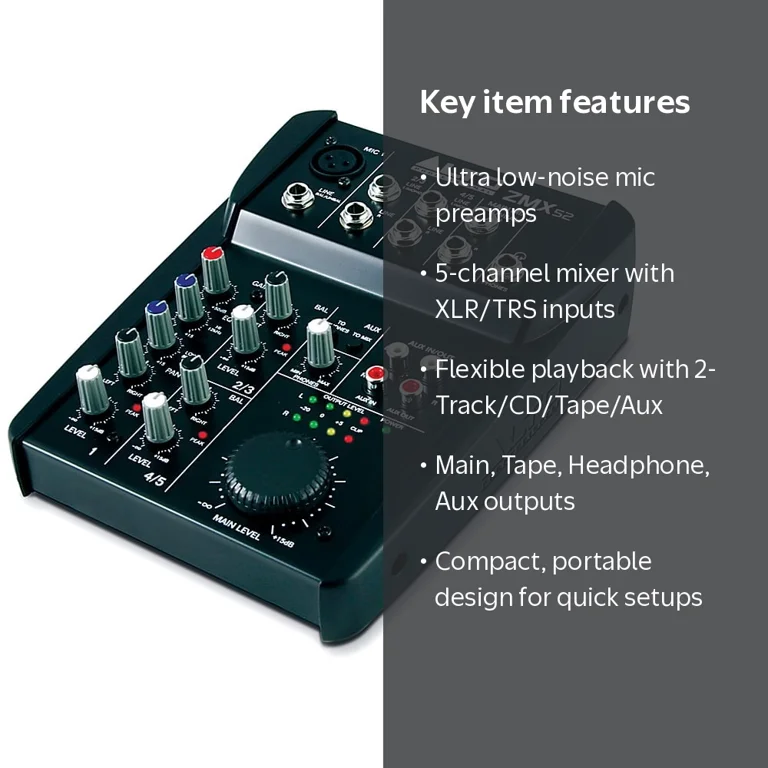 Alto ZMX 52 Compact 5-Channel Compact Mixer, ZMX52X110 - Walmart.com