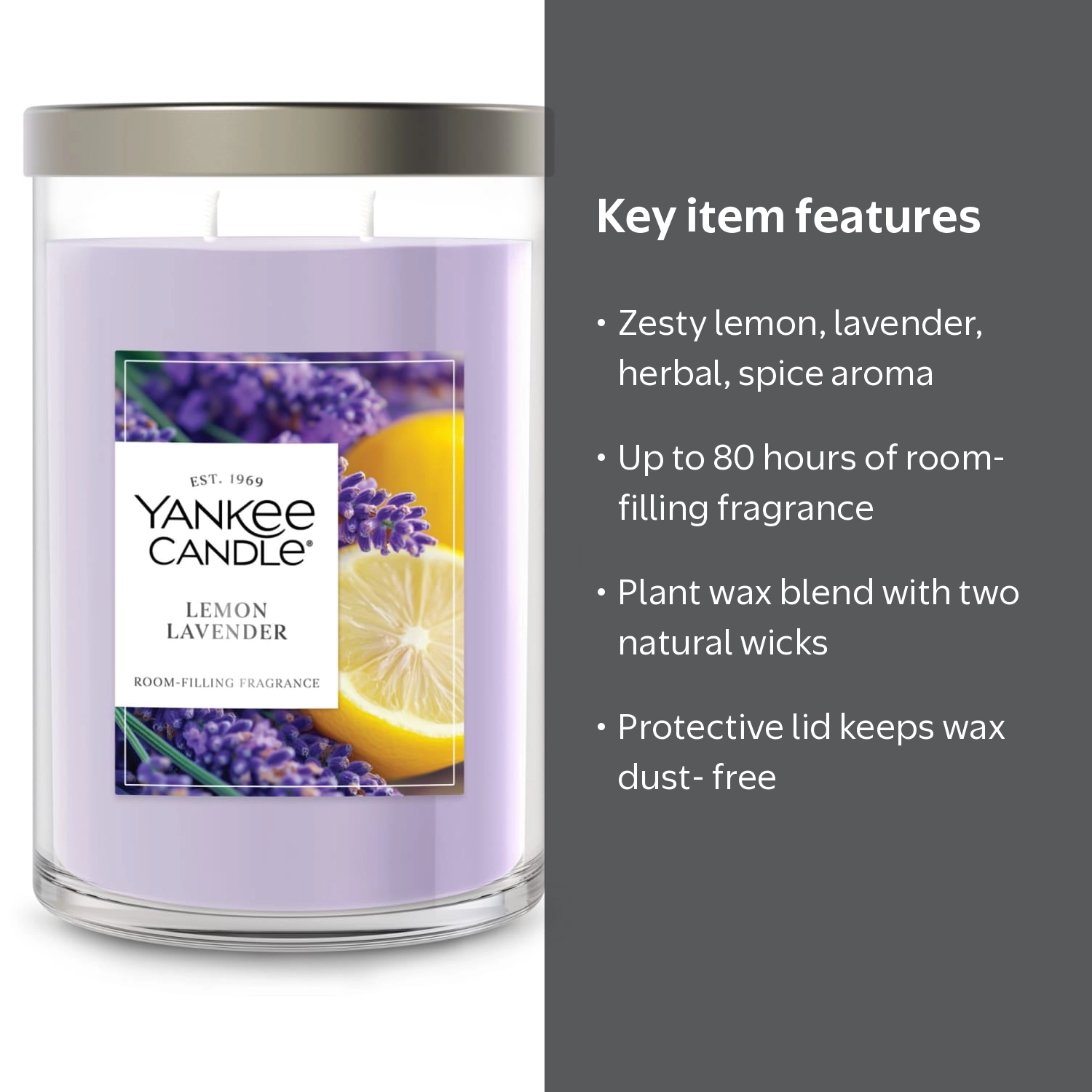 Yankee Candle 20 oz Large Tumbler Scented Candle, Lemon Lavender