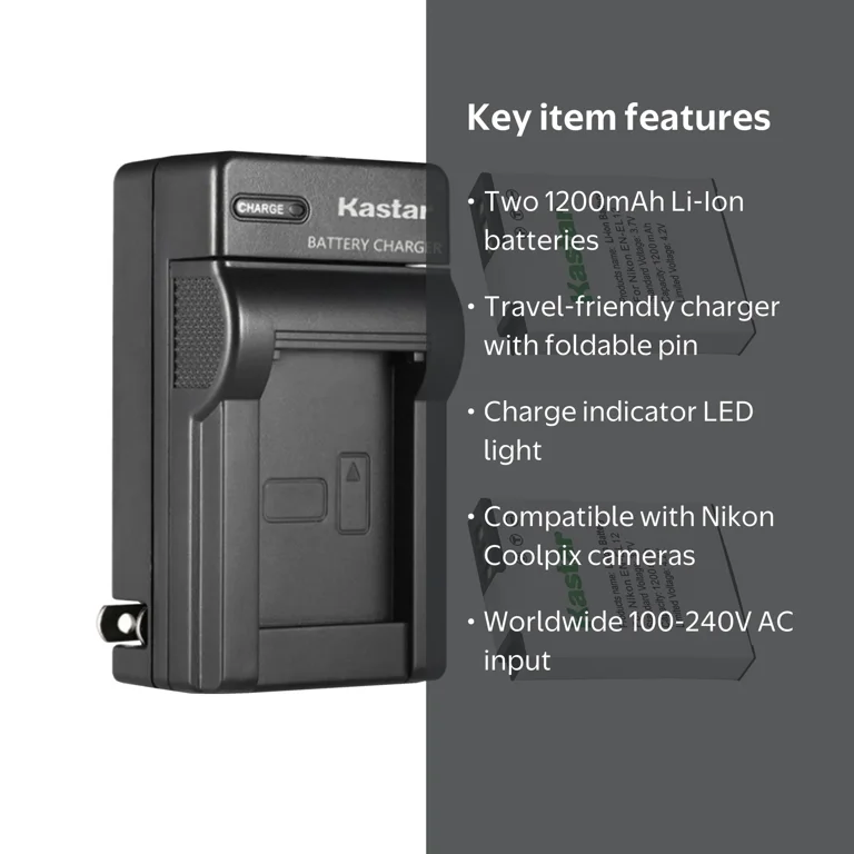 Kastar 2-Pack Battery and AC Wall Charger Replacement for Nikon