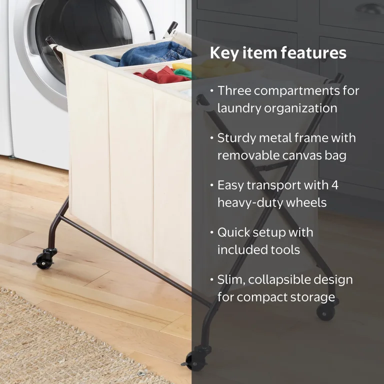 Whitmor 3-Section Laundry Sorter - Durable Metal Frame - Walmart.com
