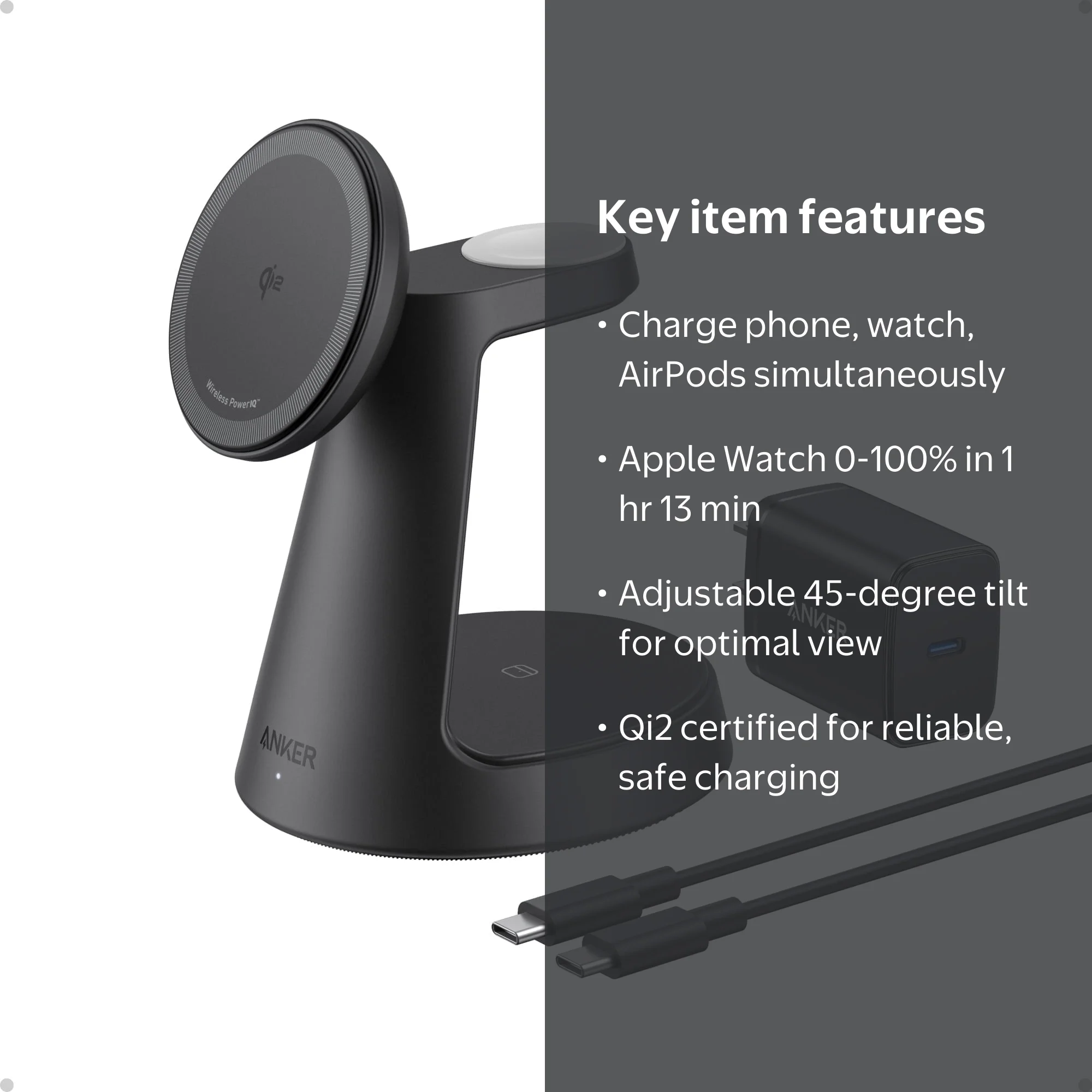 Anker, MagSafe Charger, MagGo 3-in-1 Charging Station, Wireless