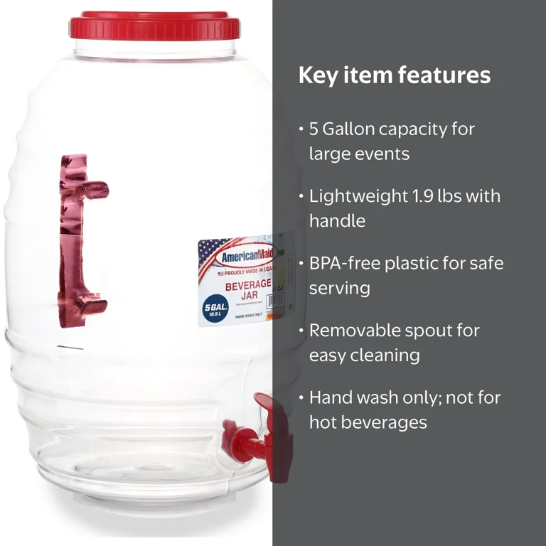 American Maid 5 Gallon Vitrolero Red Beverage Dispenser - Walmart.com