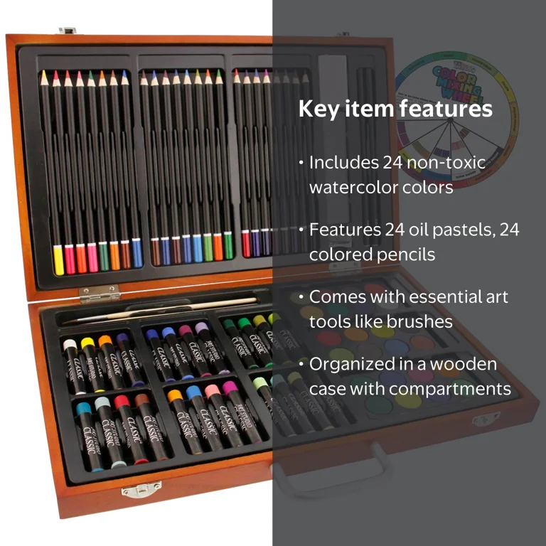 U.S. Art Supply 82-Piece Deluxe Art Set - Complete Wooden Pro Kit