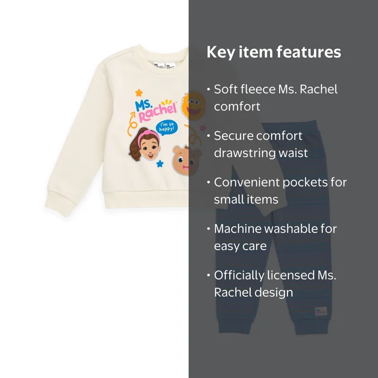 Ms. Rachel Bean Bear Herbie Fleece Sweatshirt & Jogger Set, Infant
