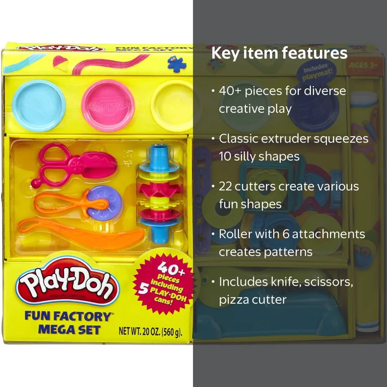 Play-Doh Fun Factory Mega Set with 5 Cans of Play-Doh & 40+ Tools